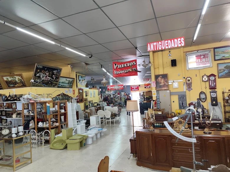 Interior real de la tienda con muebles, lámparas y antigüedades